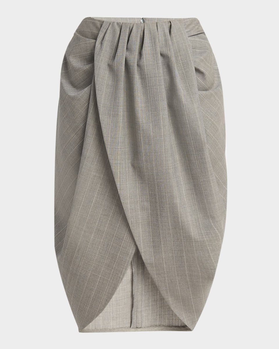 Striped Melange Draped Tulip Midi Skirt
